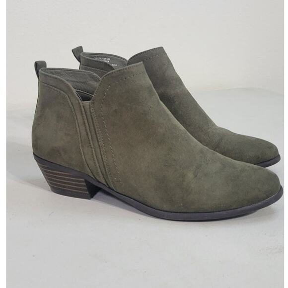 Madeleine Booties Womens Size 8 Olive Green Suede Bootie Zip Up Casual Boho Shoe - Picture 2 of 10